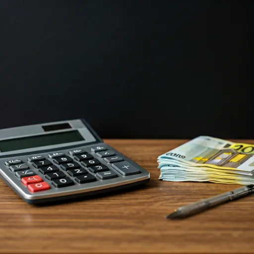 Laskin ja euroja pöydällä