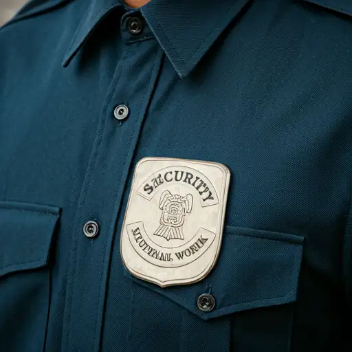 Vartijan univormun merkki lähikuvassa