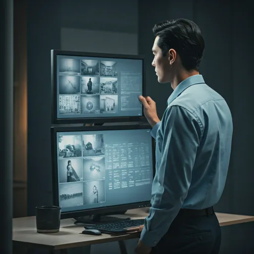 Vartija valvomassa valvontakameroita